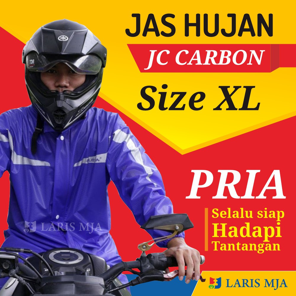 Jas Hujan Pria Dewasa Size XL Setelan Mantel Ujan Jaket Motor Touring Laki-laki Plevia Carbon 300