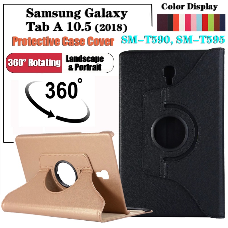 Casing Untuk Samsung Galaxy Tab A 10.5 (2018) SM-T590 SM-T595 T590 T595 Fashion Skins Tablet Protection360° Rotating Stand Flip Cover Leather Case/Penutup Flip Dudukan Putar