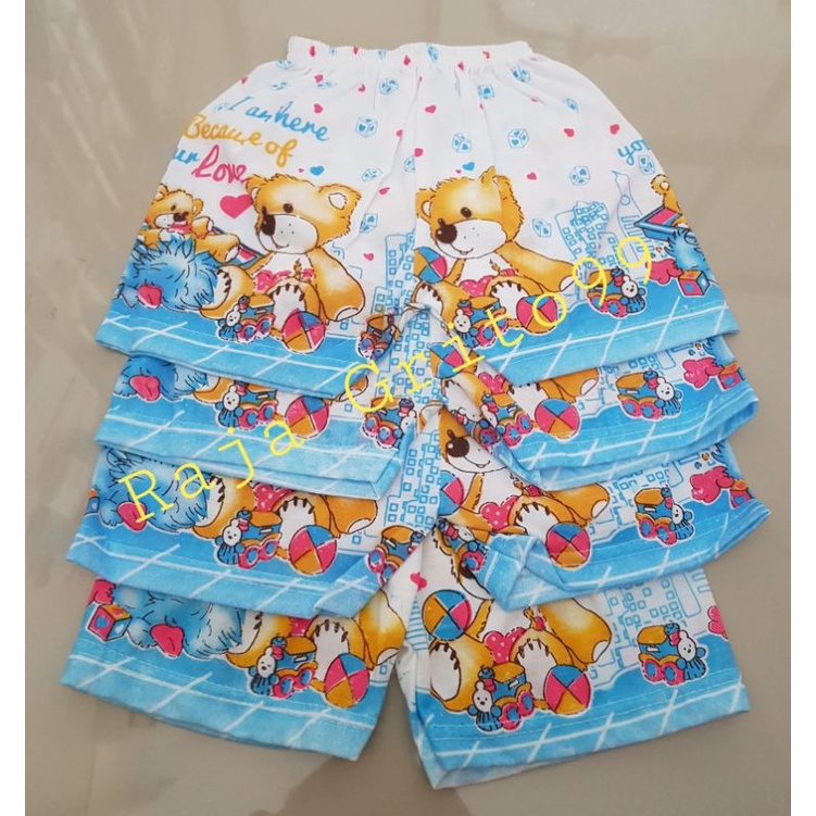 Celana kotak katun combad print TCM isi 1 Lusin / celana bayi sablon / celana katun pendek bayi / grosir 12 pcs