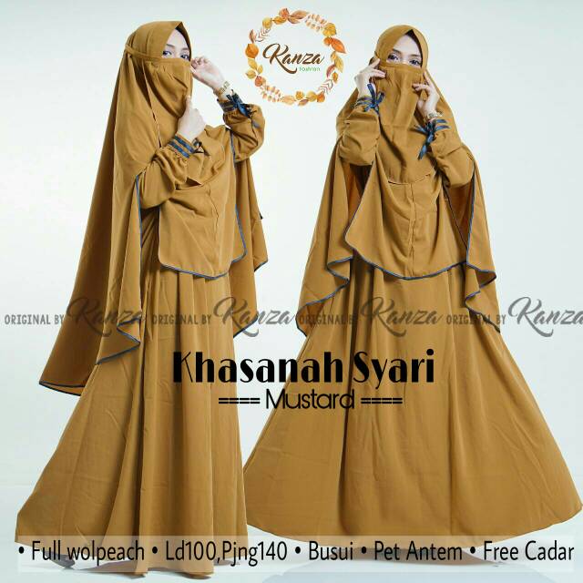BAJU HIJAB GAMIS SYARI POLOS PLUS CADAR KHASANAH SYARI