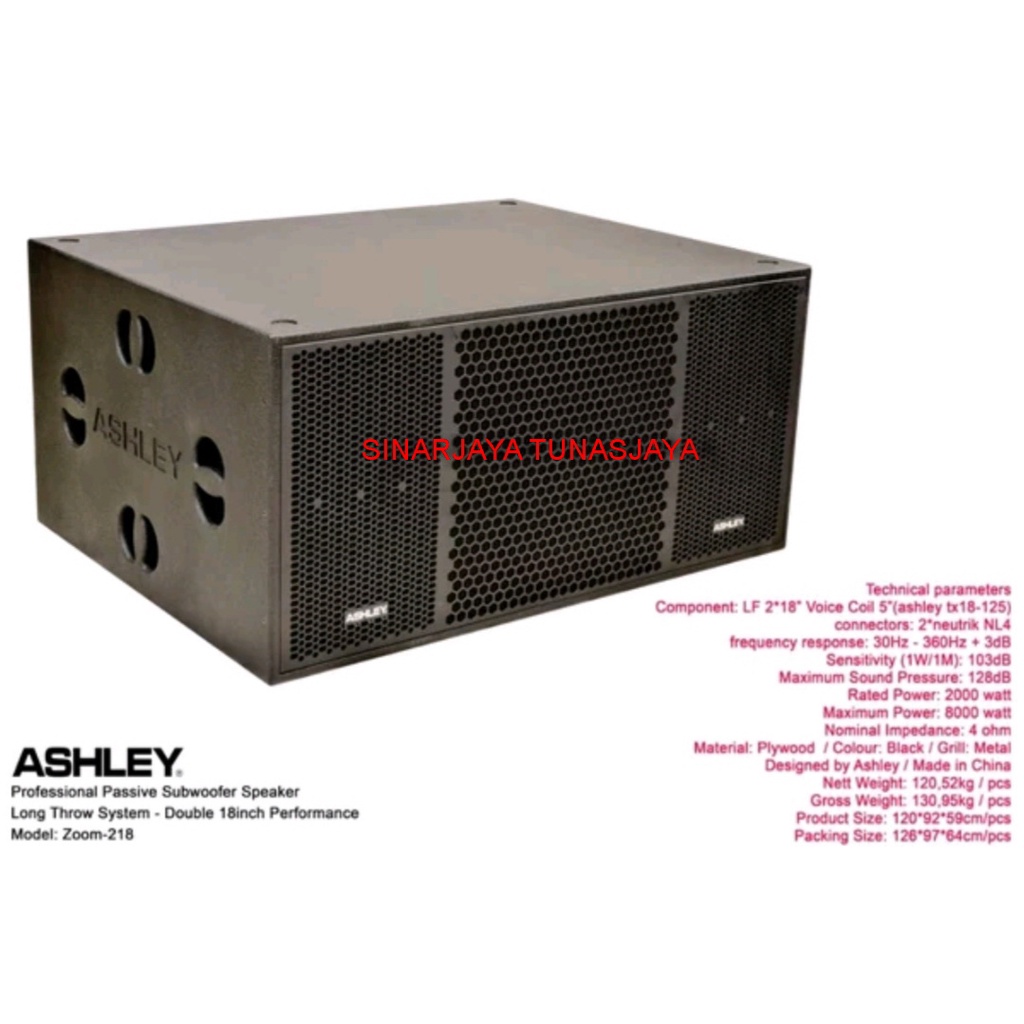 SubWoofer Pasif 2 x 18 inch Ashley Zoom218 Zoom 218 Original Ashley