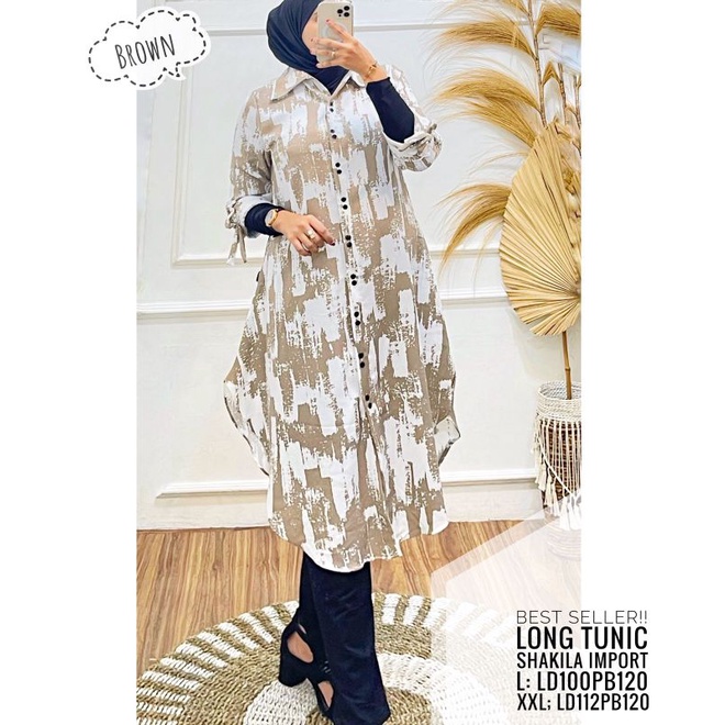 LONG TUNIK,SHAKILA IMPORT,LEMBUT,JATUH,GK TERAWANG,SIZE STANDART & JUMBO