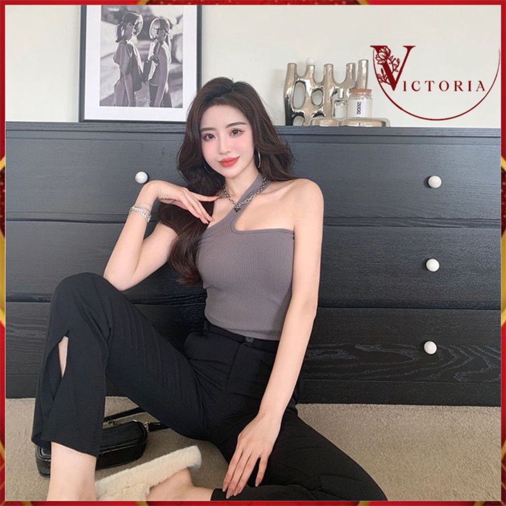 Victoria Tanktop Kamisol Korean Wanita Crop Tanktop One Shoulder 1090