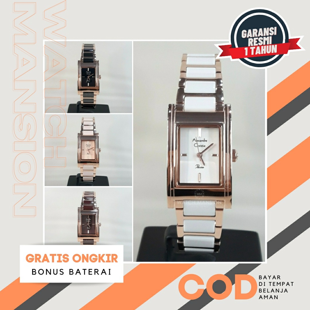 JAM TANGAN WANITA ALEXANDRE CHRISTIE 2983 AC2983 CERAMIC ORIGINAL GARANSI FREE BATERAI