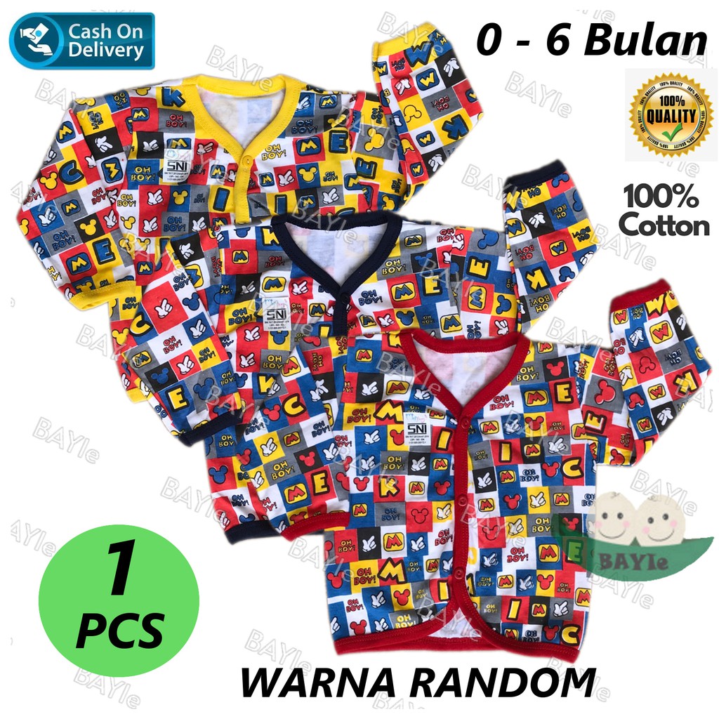 BAYIe - OBRAL!!  1 Pcs Baju Panjang Bayi/Anak MICKEY MF 100% Katun DK TEBAL VELVET 0-6 bulan