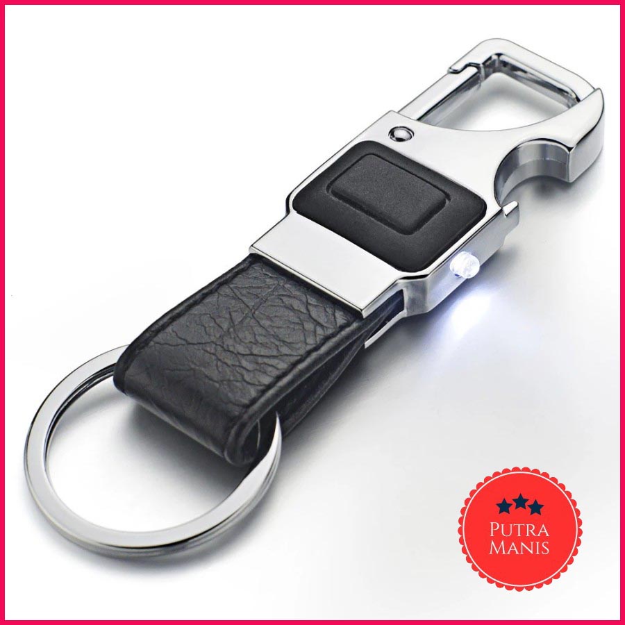 Gantungan Kunci Rumah Mobil Motor LED Carabiner Pembuka Botol Kulit gatungan kuci karabiner bandul b