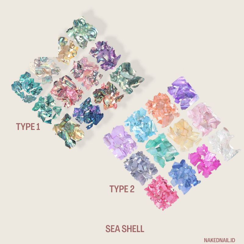 kulit kerang sea shell Nail shell kulit kerang glitter charm acc nail art nailart hiasan kuku