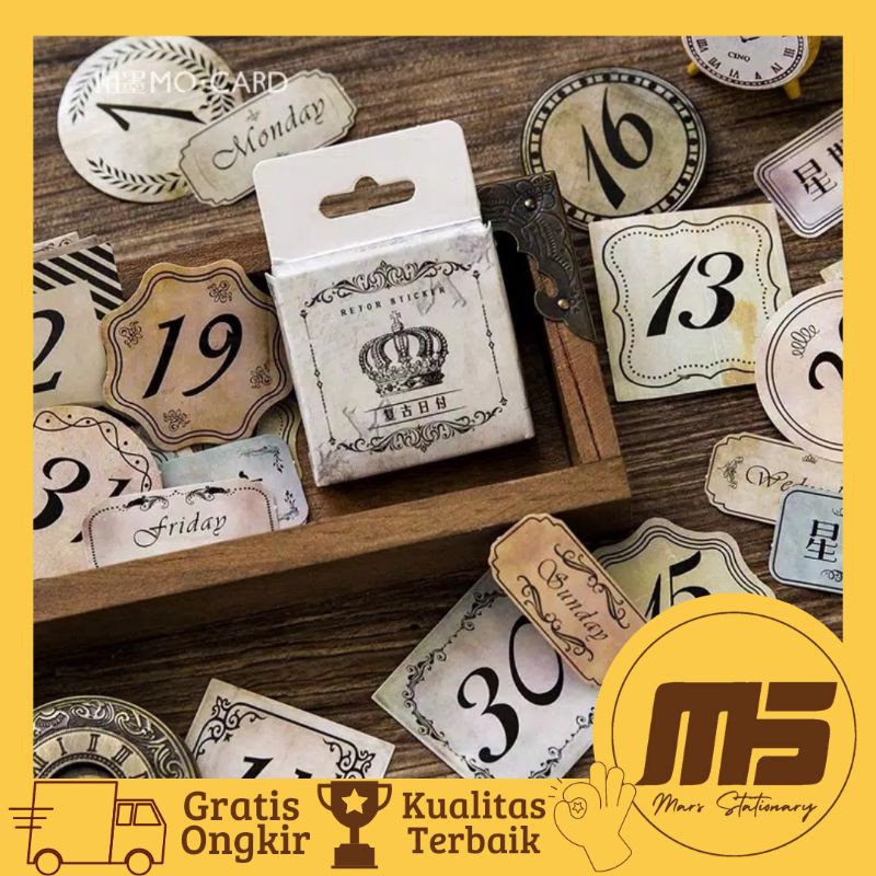 

[ 45 PCS ] Sticker Kawai Number Aesthetic Vintage untuk Scrapbook Jurnal Diary DIY