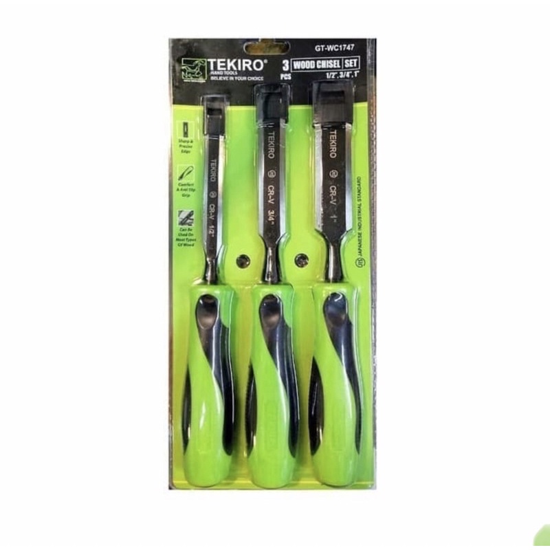 TEKIRO WOOD CHISEL set 3 pcs / PAHAT KAYU / TATAH / ALAT PERTUKANGAN