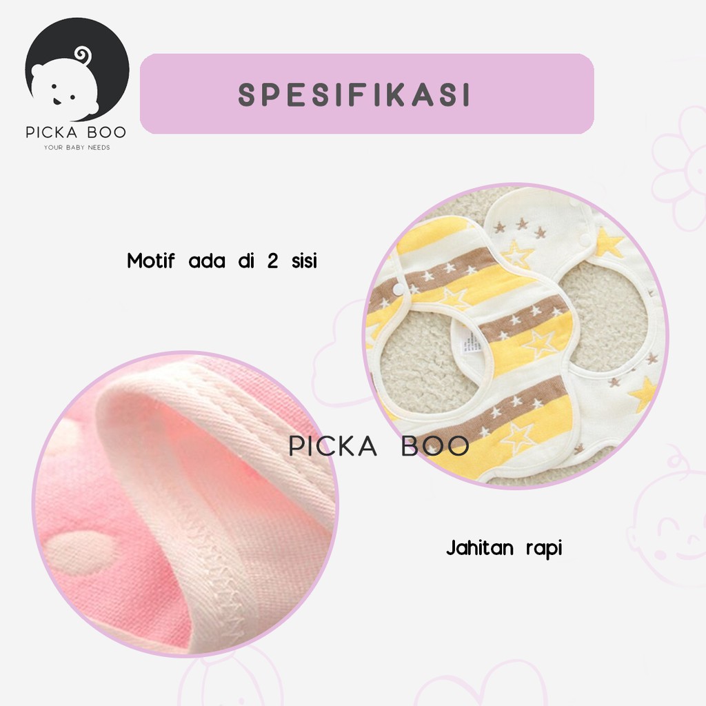 PICKA BOO Celemek Makan Bayi Kain Bentuk Bulat