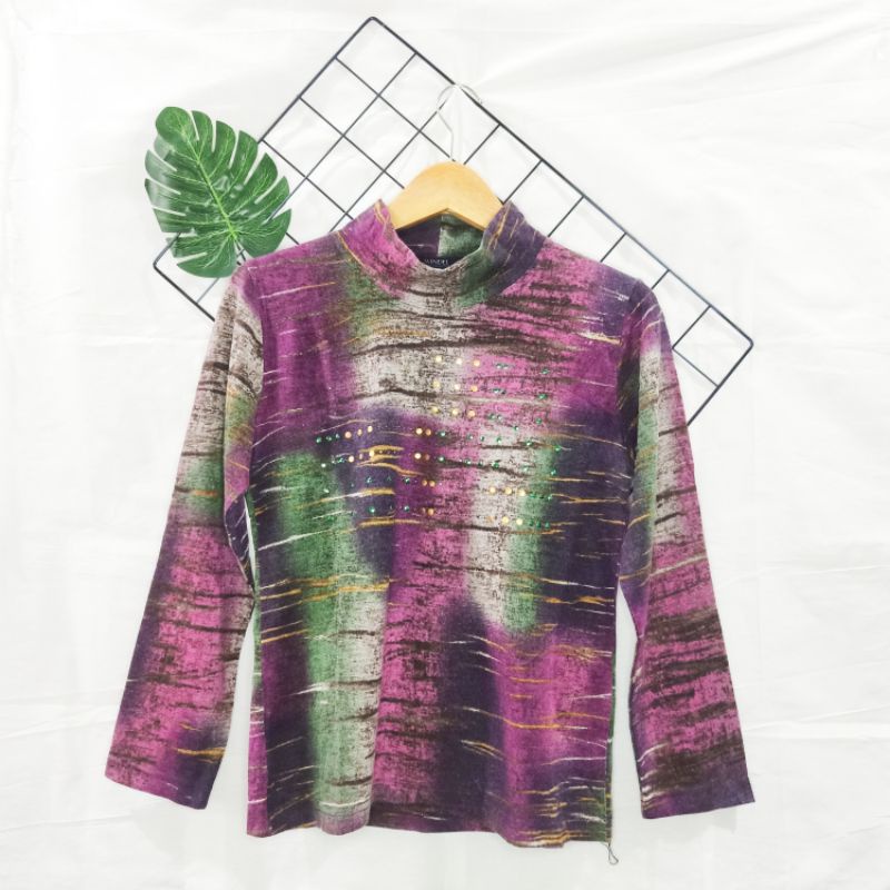 pakaian wanita WINDEL ladies collection sweater / knitwear rajut mix hijau ungu cream