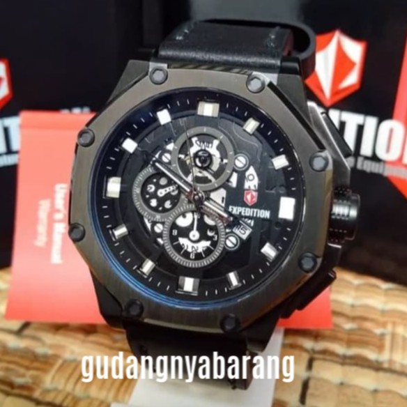 JAM TANGAN PRIA - COWOK - LAKI EXPEDITION 6686 FULL BLACK HITAM ORIGINAL KEREN