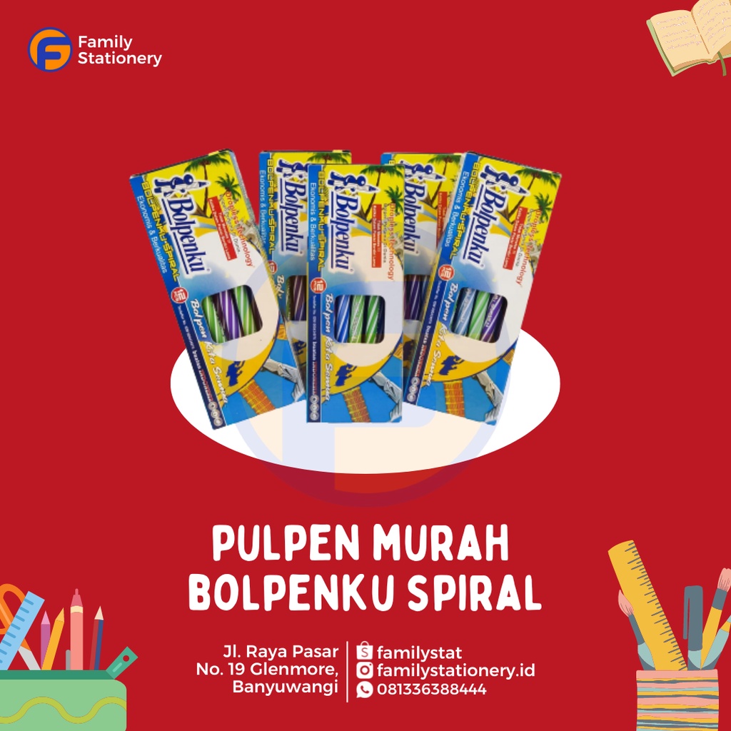 

Pulpen Murah Bolpenku Spiral (12Pcs)
