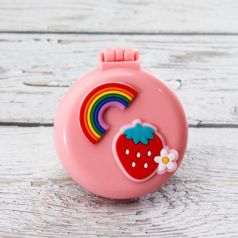 Bundara.id  Ko-571 Korean style sisir compact 2in1 motif cantik sisir lipat bulat + cermin kaca