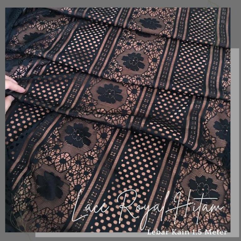 Big Promo Bahan Kain Kebaya Renda Brokat Lace Royal Warna Hitam り