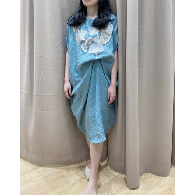 Lime Wear Aliyah Linen Kaftan Dress - Cadet Blue