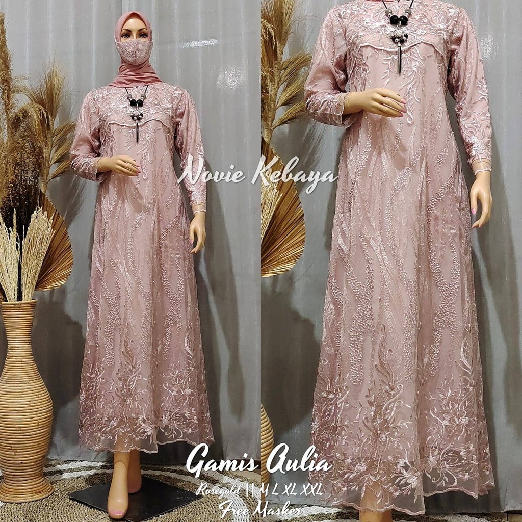 PROMO LONG GAMIS TULLE MUTIARA BORDIR / GAMIS TULLE / GAMIS PESTA