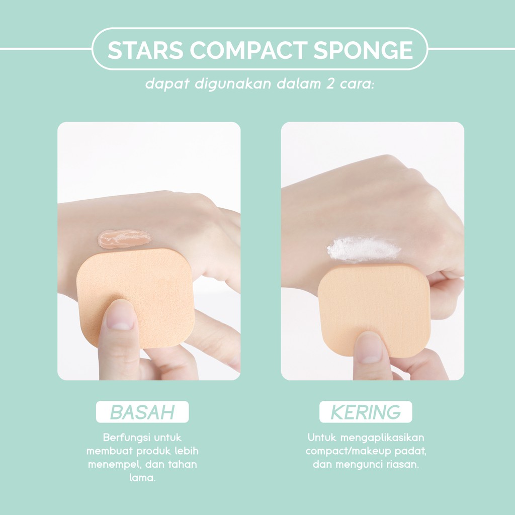 GLAMFIX Stars Compact Sponge _ Puff Spons Bedak Padat - Square Isi 4pcs | GLAM FIX Alat Kecantikan Makeup by YOU ORIGINAL