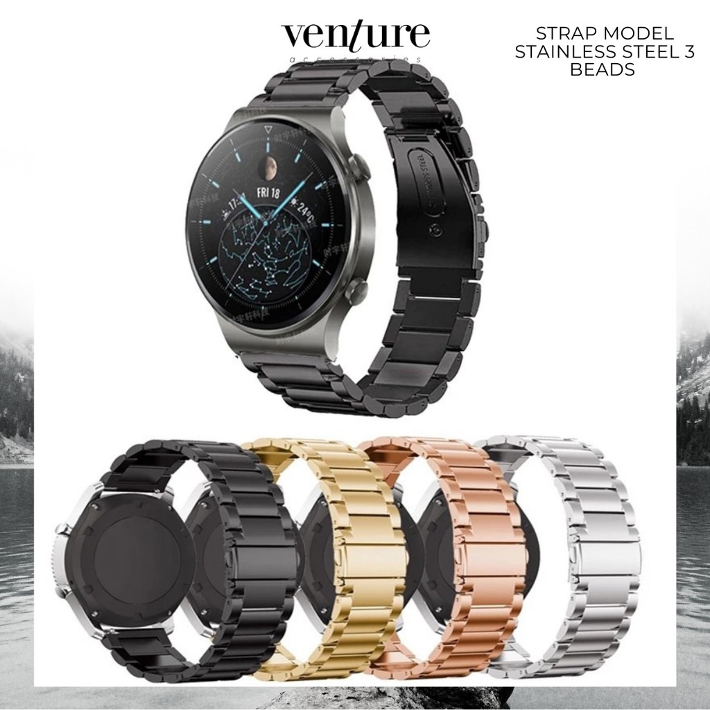 STRAP HUAWEI WATCH GT2 GT 2 42MM STAINLESS STEEL 3 BEADS 20MM