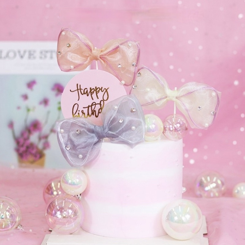 Topper Kue Bentuk Pita Besar Large Bow Cake Topper Hiasan Dekorasi Pesta Ulang Tahun