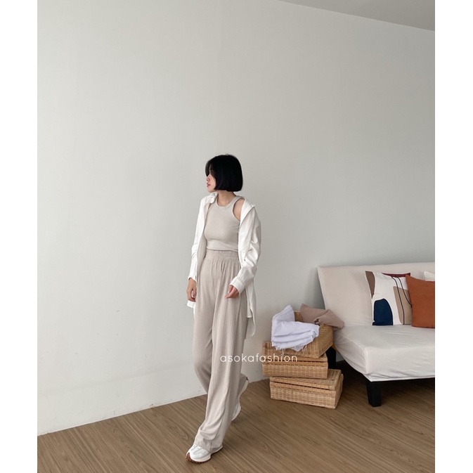 Kulot Knit - Kulot Wanita Panjang - Kulot Kei Knit 993-Ivory