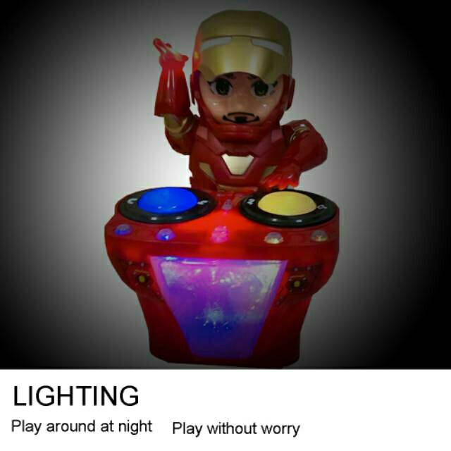 Mainan Robot Dance DJ Ironman Dengan Musik Dan Lampu