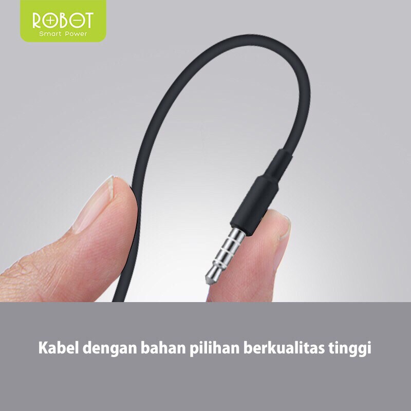 Headset ROBOT Headphone RE701 Wired Earphone Bass Android iPhon Original - Garansi 1 Tahun