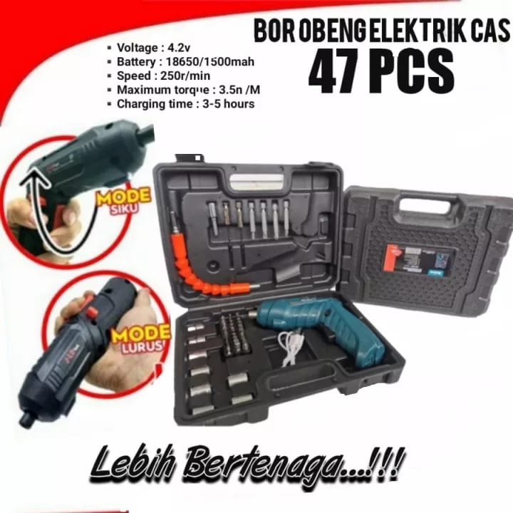 Set Bor Tangan - Bor 4.2 VOLT Cordless - Drill Bor Dinding 37 Mata Bor - Bor tangan - Bor tangan listrik cas - Bor tangan baterai - Mesin Bor Tangan -bor kayu besi tembok drillset - bor dinding portable - mesin bor fleksibel - bor cordless