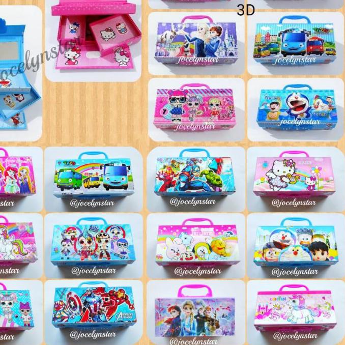 

New Product|SQ29|3D - Kotak pensil pin/ kode / tempat pensil karakter hologram/3D /stationery case