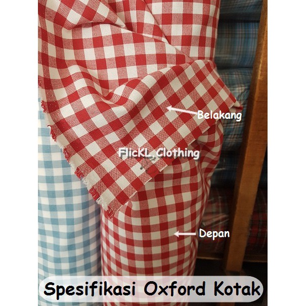 Bahan Kain Oxford  Kotak Kotak Motif Corak Cotton Katun Polyster
