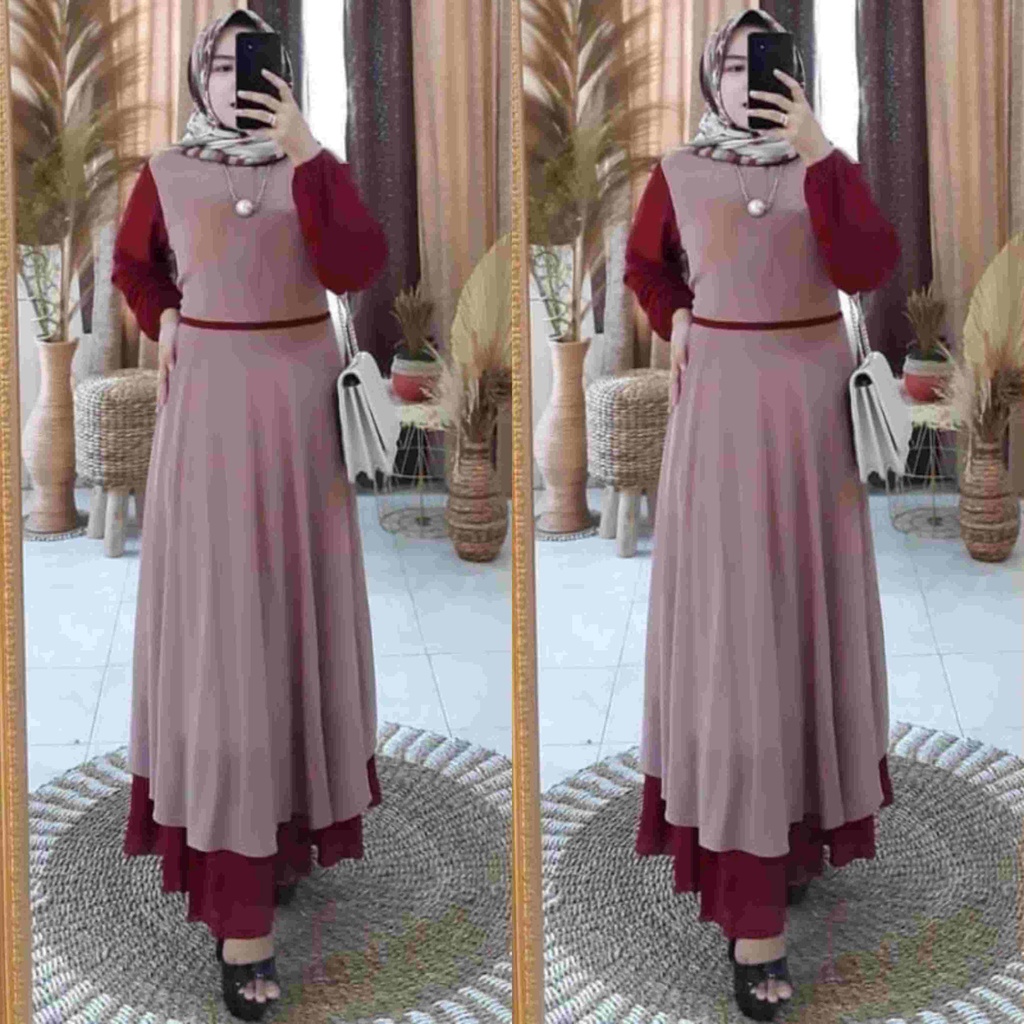 andara maxi 2 ceruty bebydoll kombinasi warna /gamis syarii ceruty bebydoll kombi