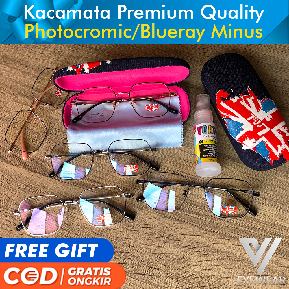 Kacamata Premium LeCool 1012 Original Impor Photocromic Blueray Bluecromic MINUS/PLUS/SILINDER (Pria &amp; Wanita)