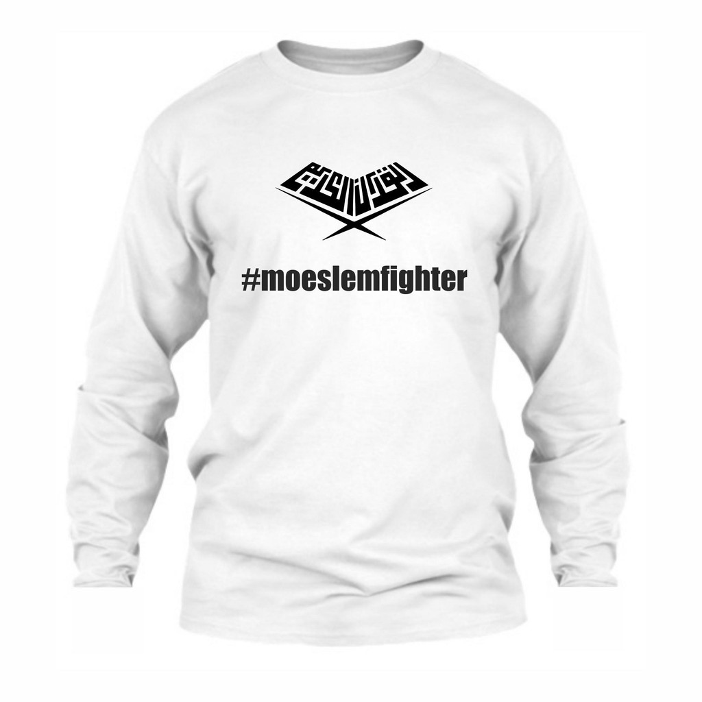 Indoholic Atasan Baju Kaos Distro Kaos Lengan Panjang Kaos Dakwah Kaos Muslim Pria Wanita Combed 100% Moslem figther