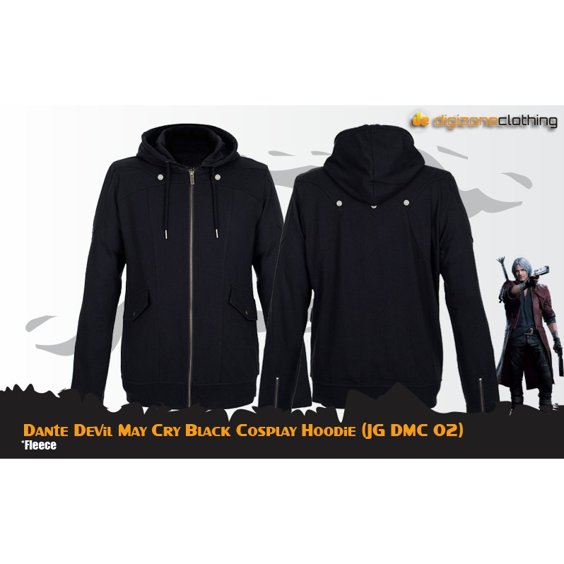 Jaket Hoodie Pria Fleece Hitam Game Devil May Cry Dante Cosplay - JG DMC 02