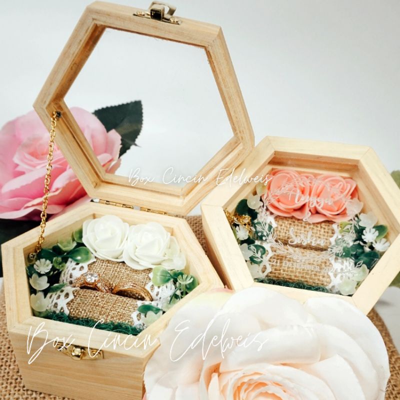 RING BOX/ KOTAK CINCIN/ BOX CINCIN SEGI 6 /  BOX HEXAGONAL SMALL RANTAI