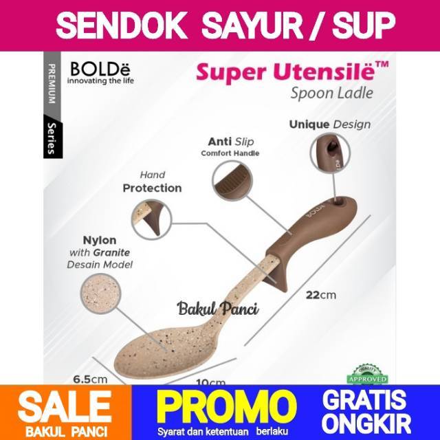 BOLDe SUPER UTENSILE SPOON LADLE - SENDOK SUP / KUAH - SENDOK SAYUR - SPATULA - SODET - Alat Masak