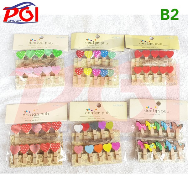 B ( B2 ) MODEL B / 1 PAKET WOODEN CLIP PAPER PENJEPIT KAYU / JEPIT FOTO KARAKTER FREE TALI 1.5 METER