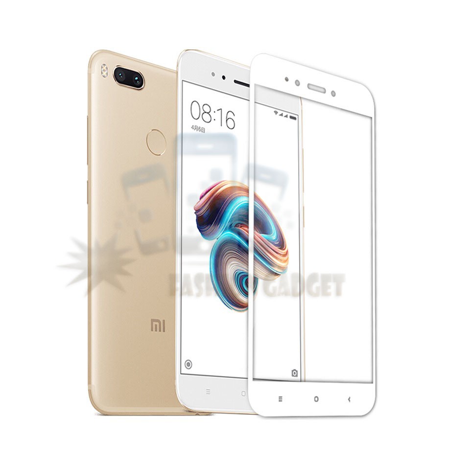 Tempered Glass Xiaomi Mi A1 Full Colour Bagian Depan / Anti Gores Kaca Screen Guard Pelindung Layar