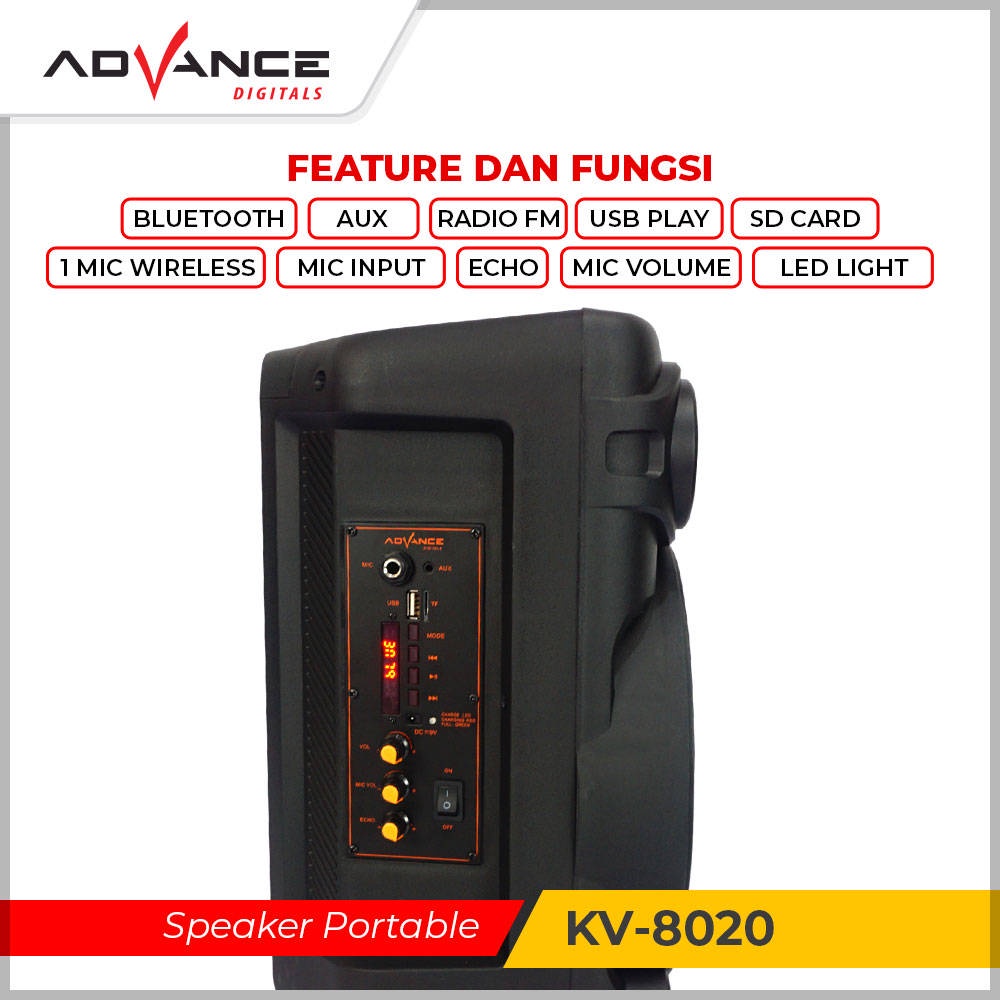 【READY STOCK】 Advance KV8020 Speaker Meeting Portable Rgb Led Speaker Bluetooth Microphone Duet I Garansi Resmi 1 Tahun