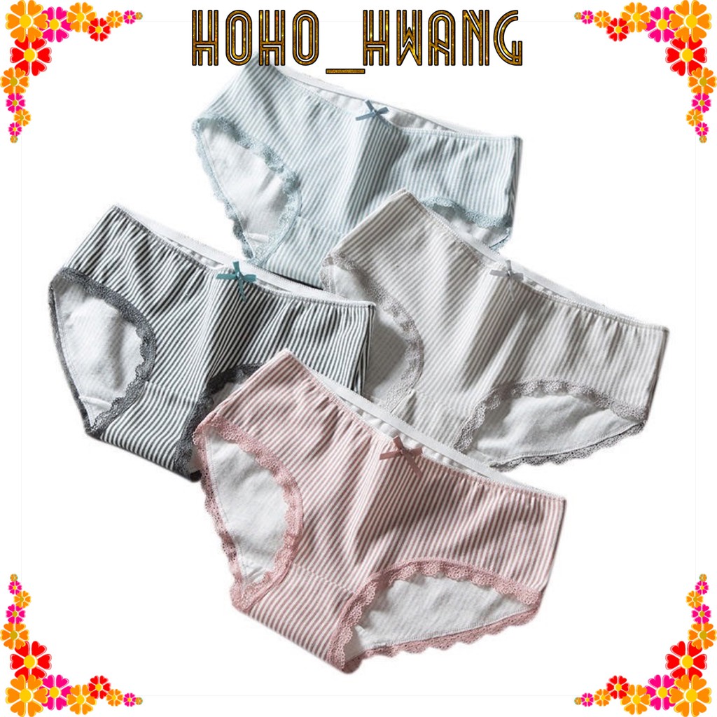 HOHO_HWANG (C-45)Celana Dalam Brief Mid Waist Bahan Katun Anti Bakteri Warna Polos Untuk Wanita