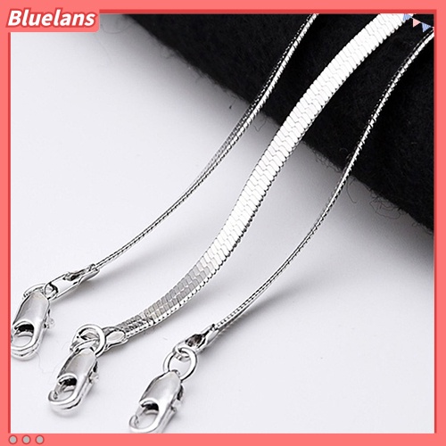 Bluelans Women Men Simple Silver Plated Flat Gift Snake Chain Herringbone Choker Necklace