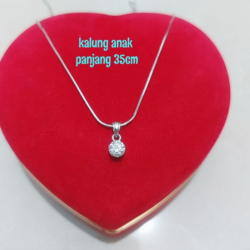 KALUNG ANAK  PERAK ASLI SILVER 925 LAPIS EMAS PUTIH MODEL CASANDRA LIONTIN PERMATA DESI / PERHIASAN 