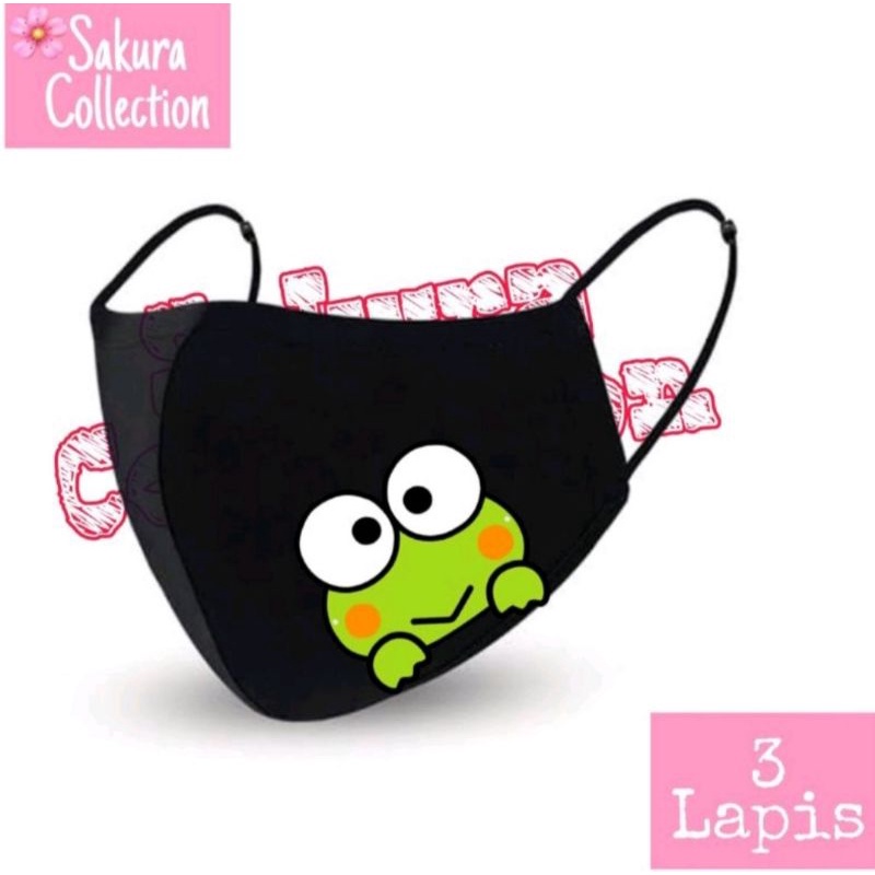 Masker Kain 3 Lapis/ Scuba / Earloop - Keropi