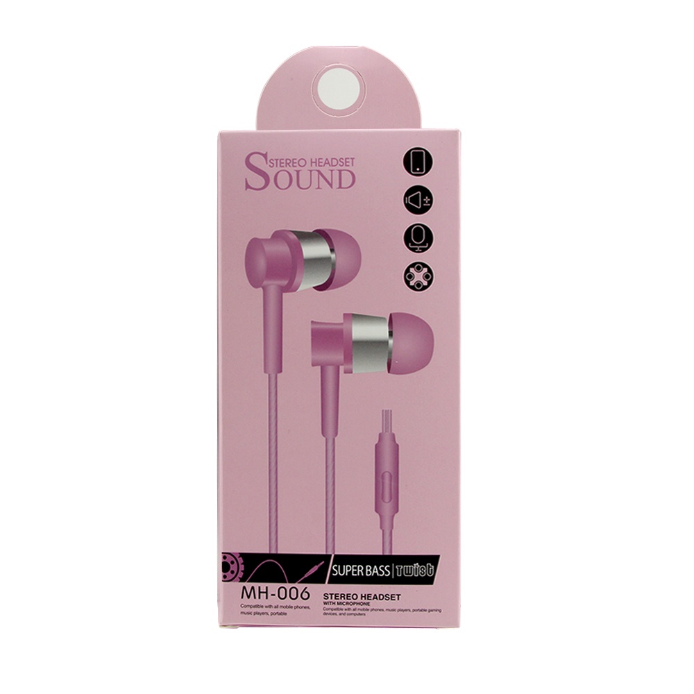 Earphone In Ear HiFi Stereo Subwoofer Bahan Metal Dengan Kabel Jack 3.5mm + Mic + Tombol