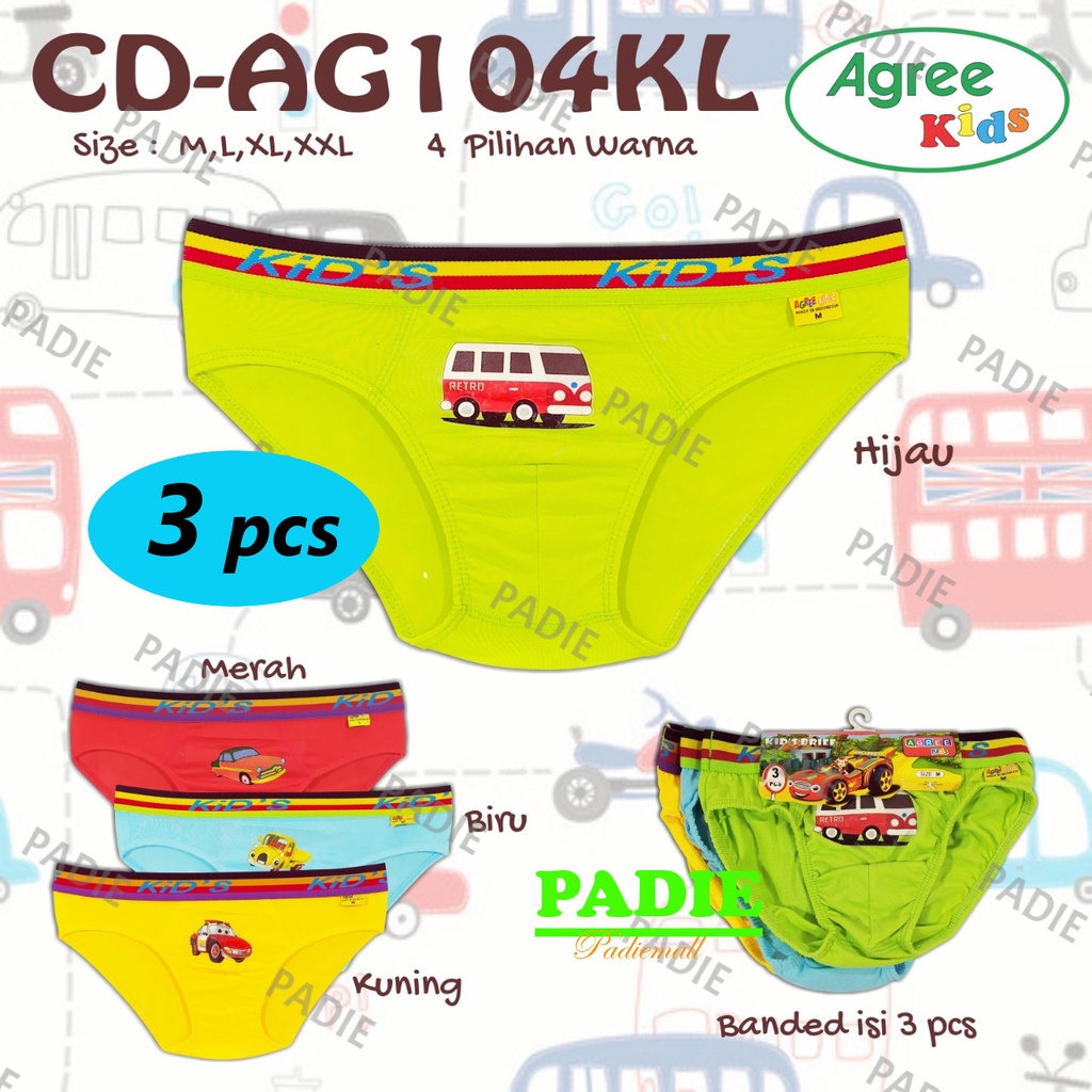 3 Pcs Celana Dalam / CD Anak Laki-laki Cowok AGREE KIDS AG104/ sempak anak  M L XL XXL