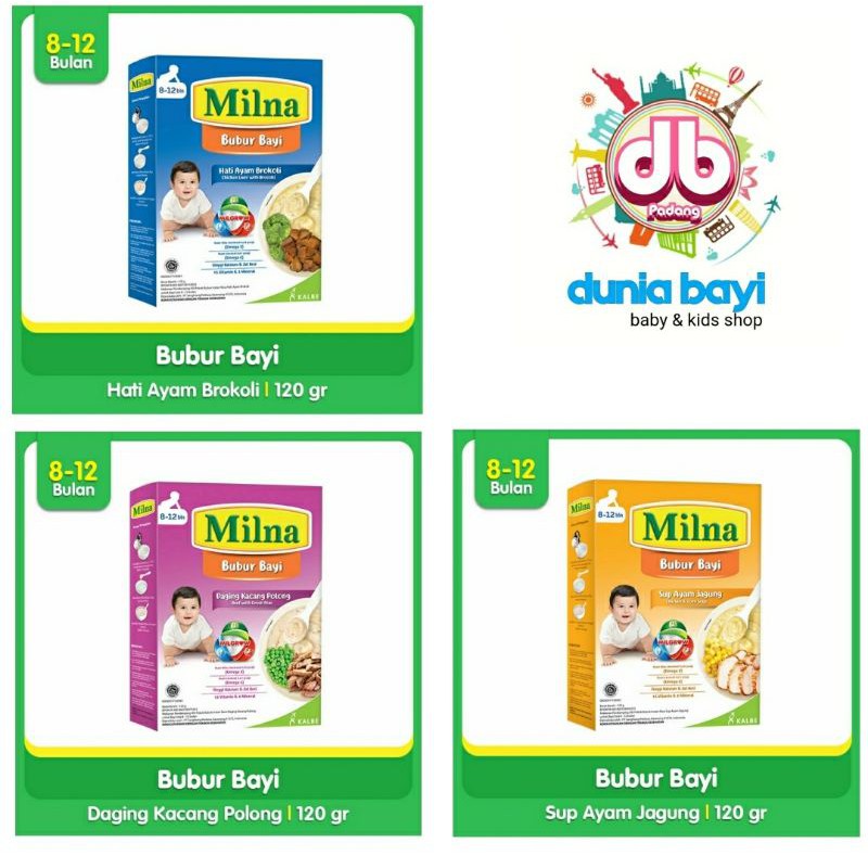 MILNA 8-12 bulan Bubur Bayi  Box/ Bubur bayi/Makanan bayi - 120gr