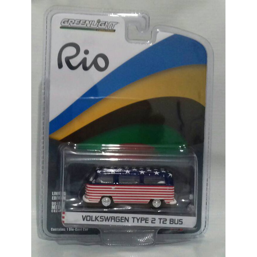 Diecast Bus Greenlight 1/64 Rio 2016 - USA - Volkswagen Type 2 T2 Bus