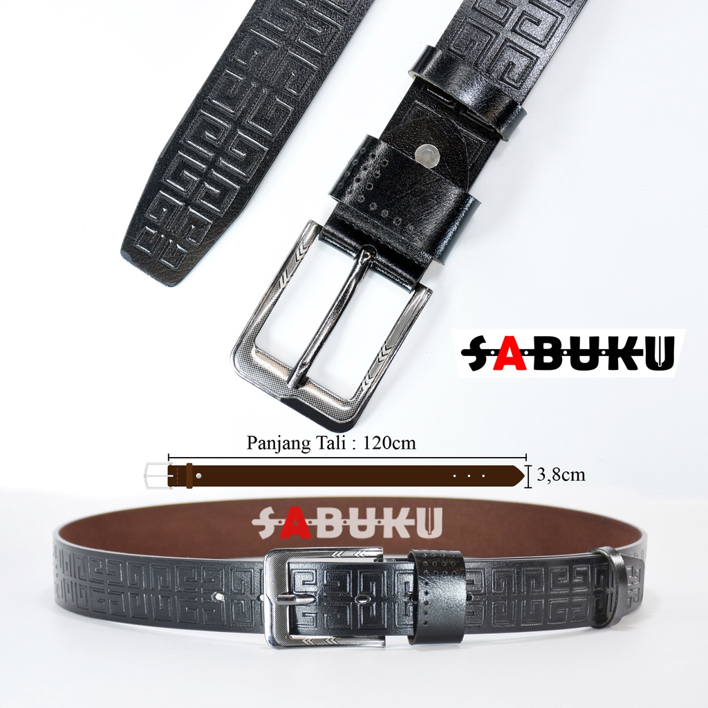 Ikat Pinggang pria Sabuk Model Jarum Kulit Sintetis Men Belt Sabuk Clasic Gesper Pria -170