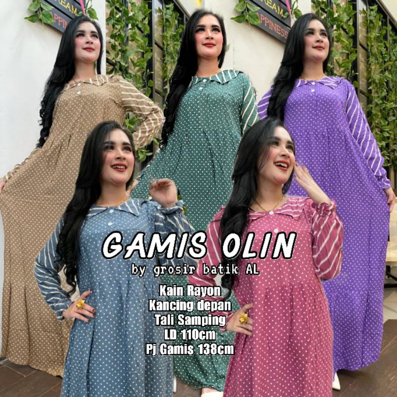 GAMIS NUNA - GAMIS RAYON KAIN TEBAL BATIK MOTIF KEKINIAN BUSUI FRIENDLY BAHAN HALUS ADEM