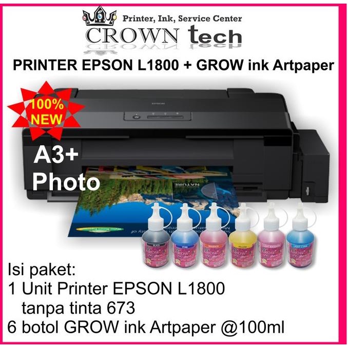 Printer Epson L1800 Photo A3, Isi Grow Ink Artpaper. Plus Pembuangan Belisariahenia